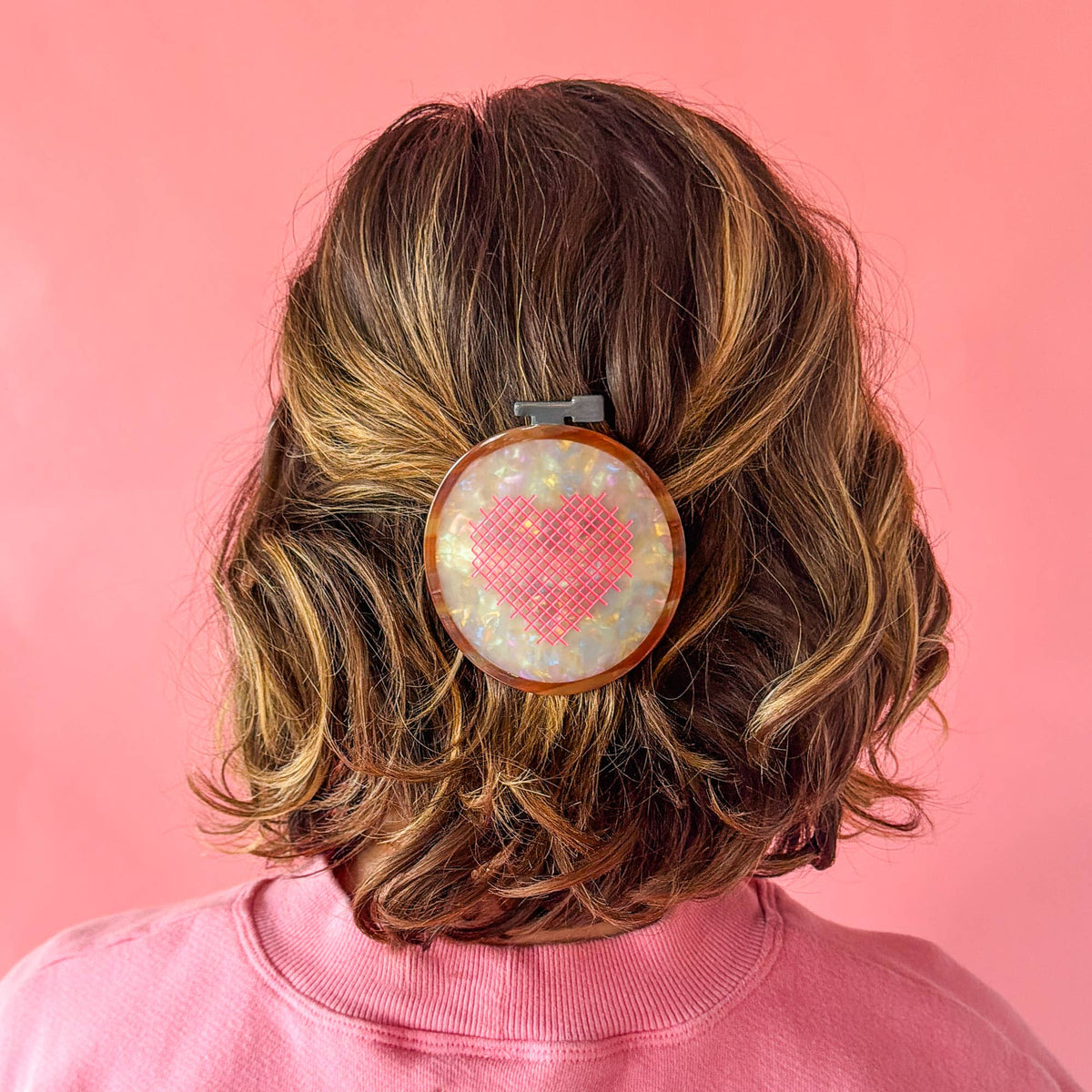 Cross Stitch Embroidery Hoop French Barrette Hair Clip