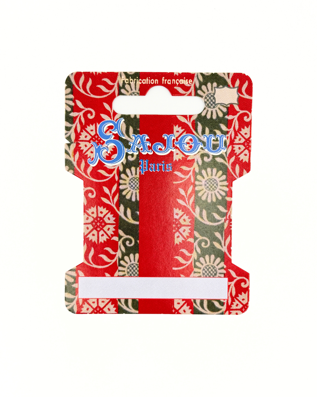 Sajou brand storage thread card with a red and green pattern on a white background