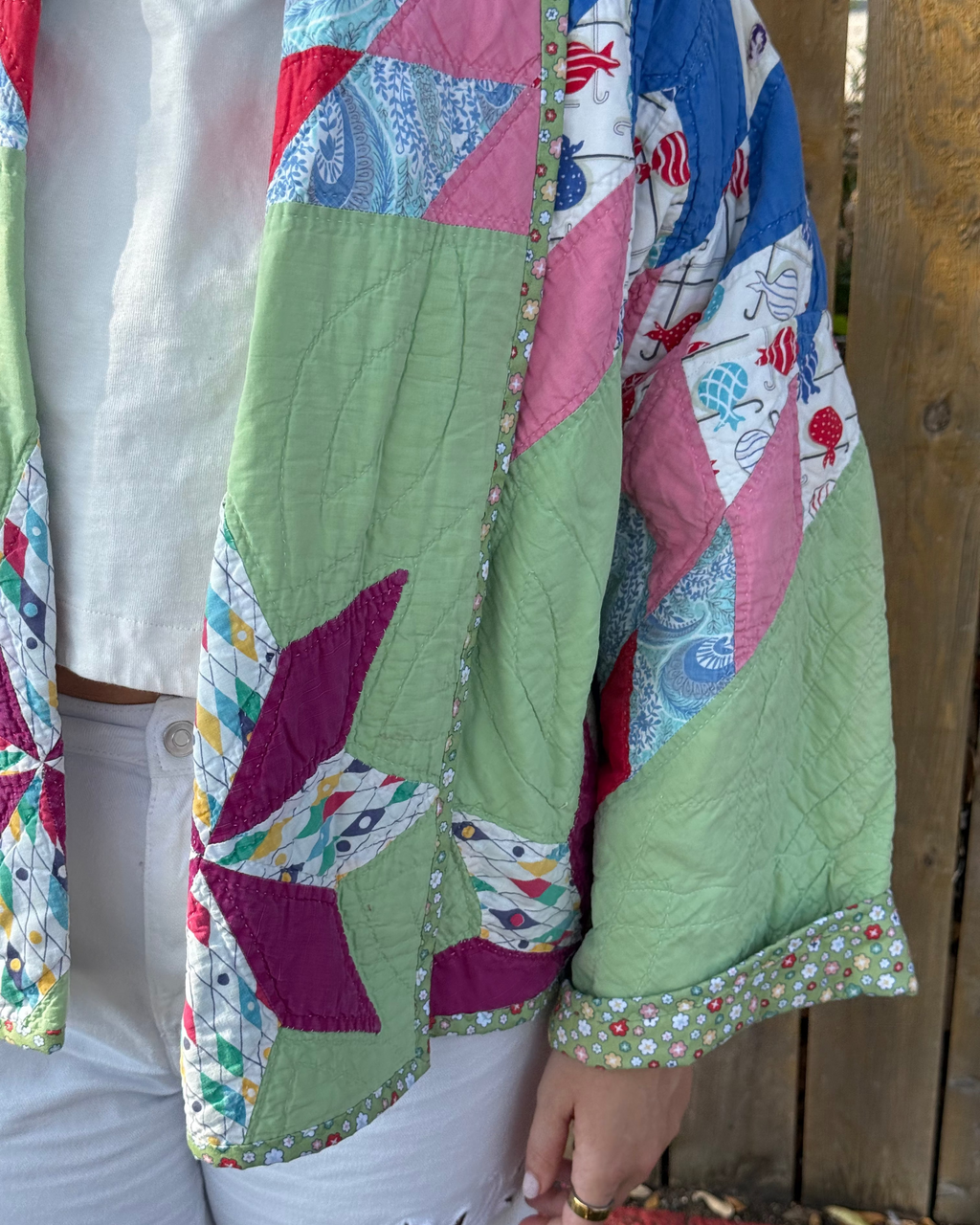 Judy Heirloom Green & Yellow Star Quilt Jacket