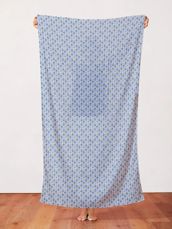 Tulip Grid Blue Quilting Cotton Fabric