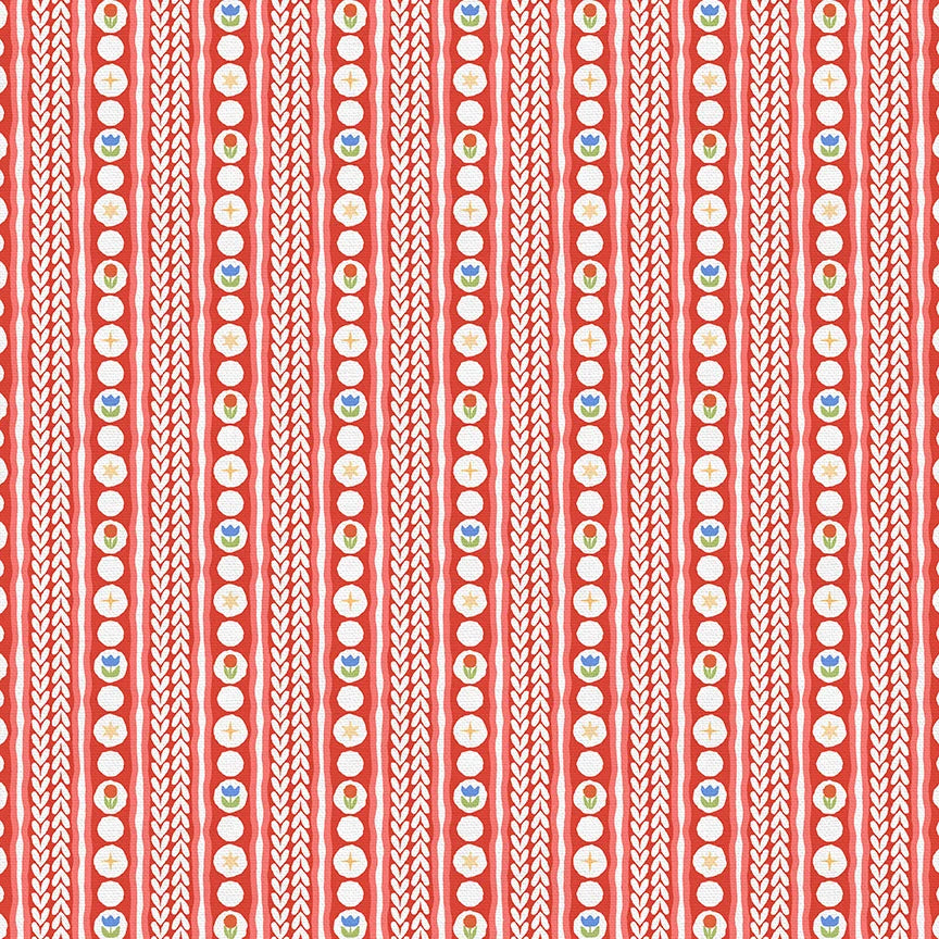 Sweater Stripe Red Quilting Cotton Fabric