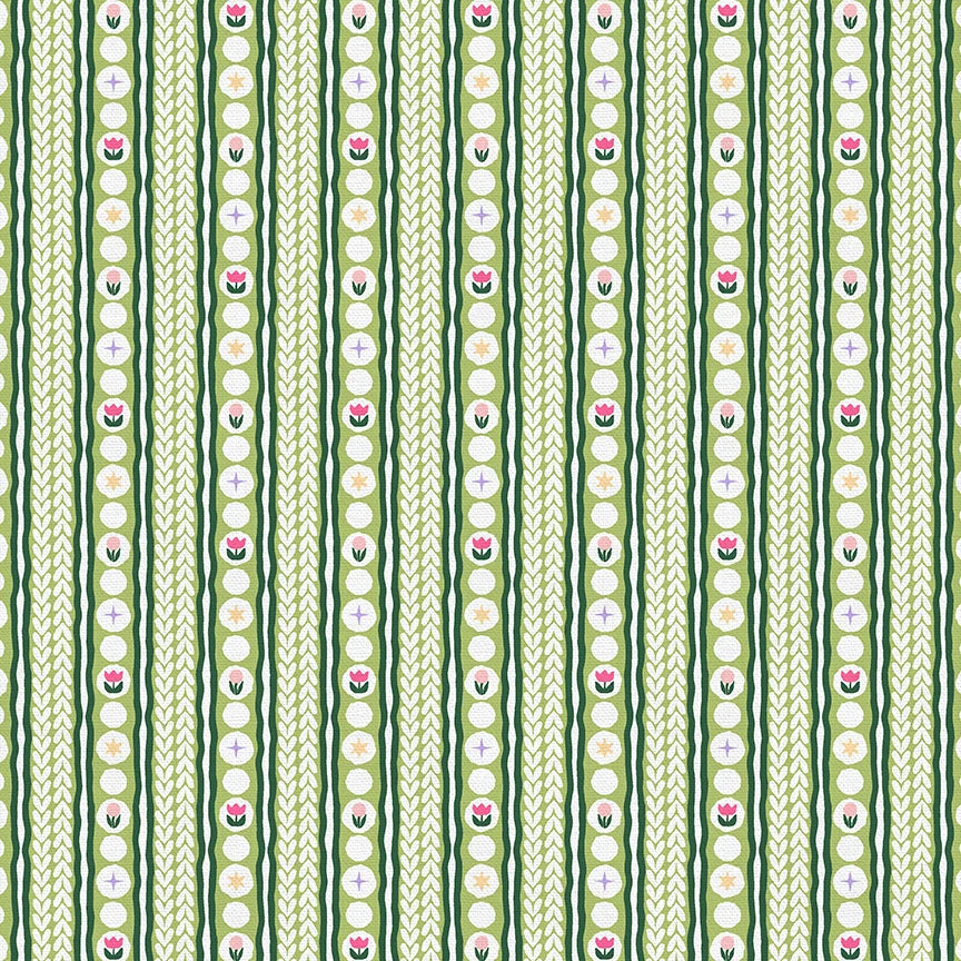 Sweater Stripe Green Quilting Cotton Fabric