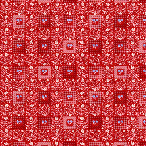 Squares Red on Red Quilting Cotton Fabric