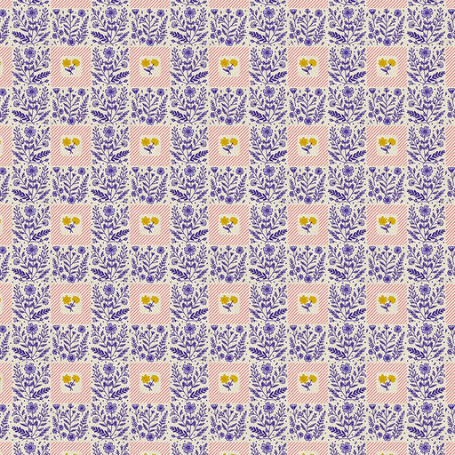 Squares Blue on Pink Quilting Cotton Fabric