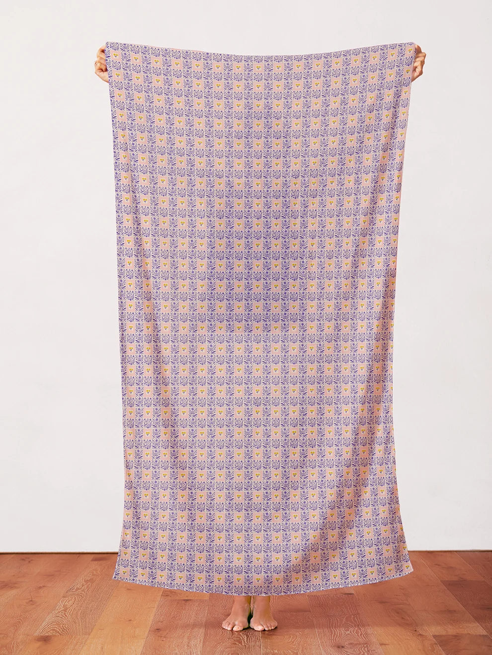 Squares Blue on Pink Quilting Cotton Fabric