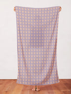 Squares Blue on Pink Quilting Cotton Fabric