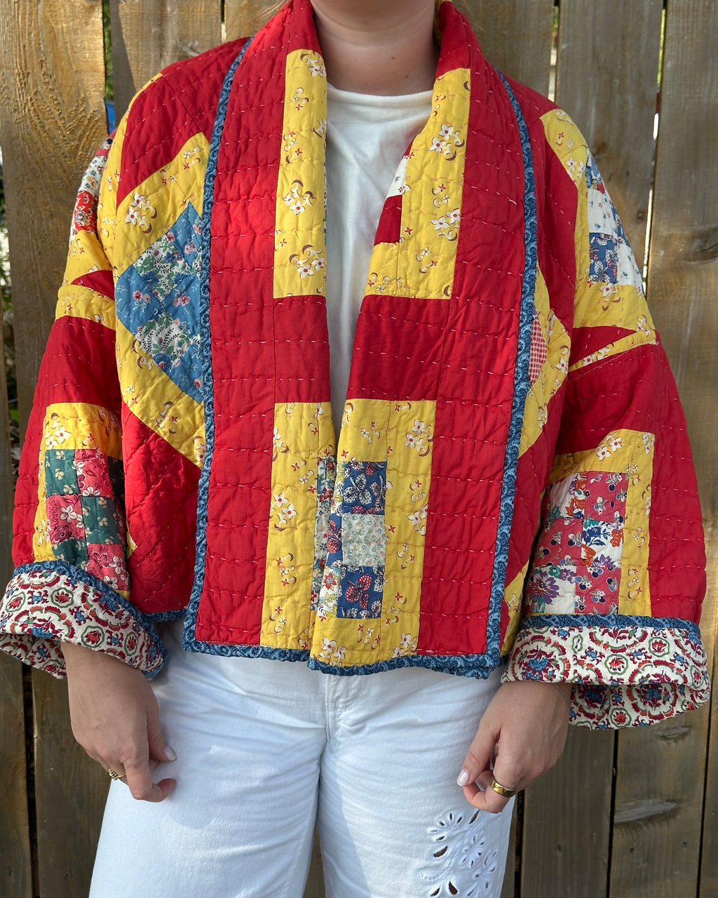 Judy Heirloom Red & Yellow Box Quilt Jacket