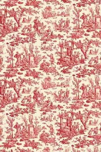 Red and white toile pattern
