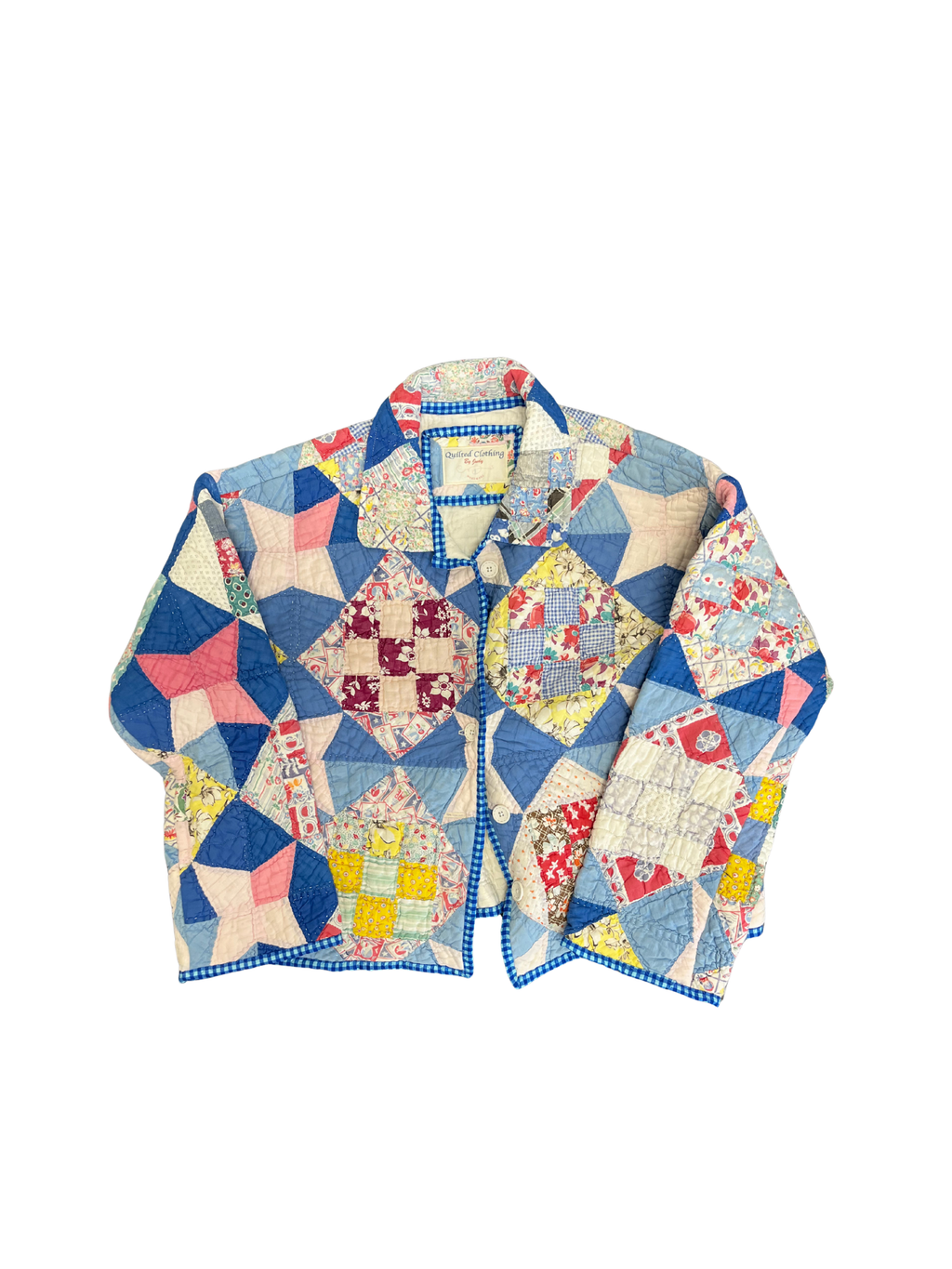 Judy Heirloom Blue Gingham Quilt Button Front Jacket