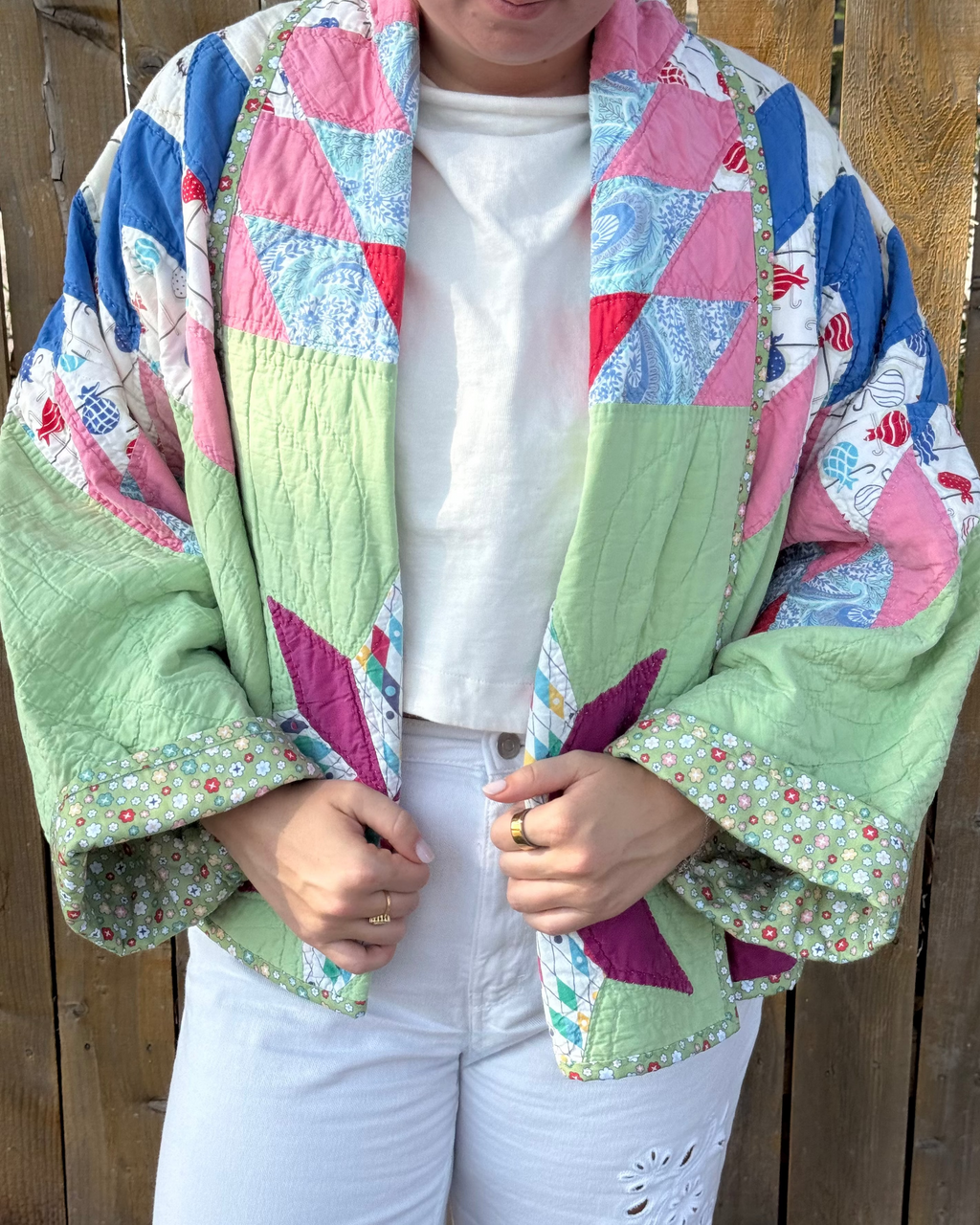 Judy Heirloom Green & Yellow Star Quilt Jacket