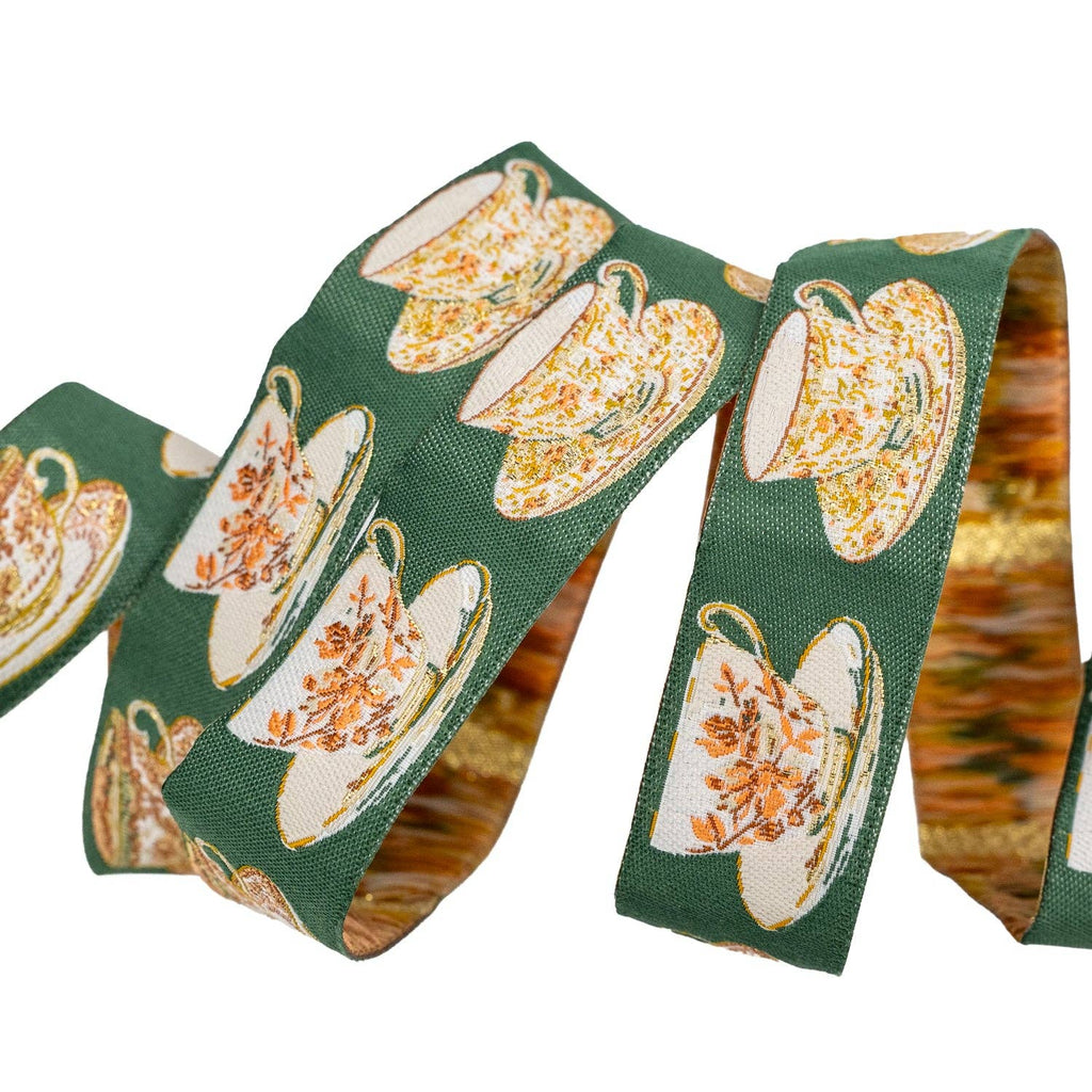 Spruce Cup of Tea 7/8" Wide Ribbon