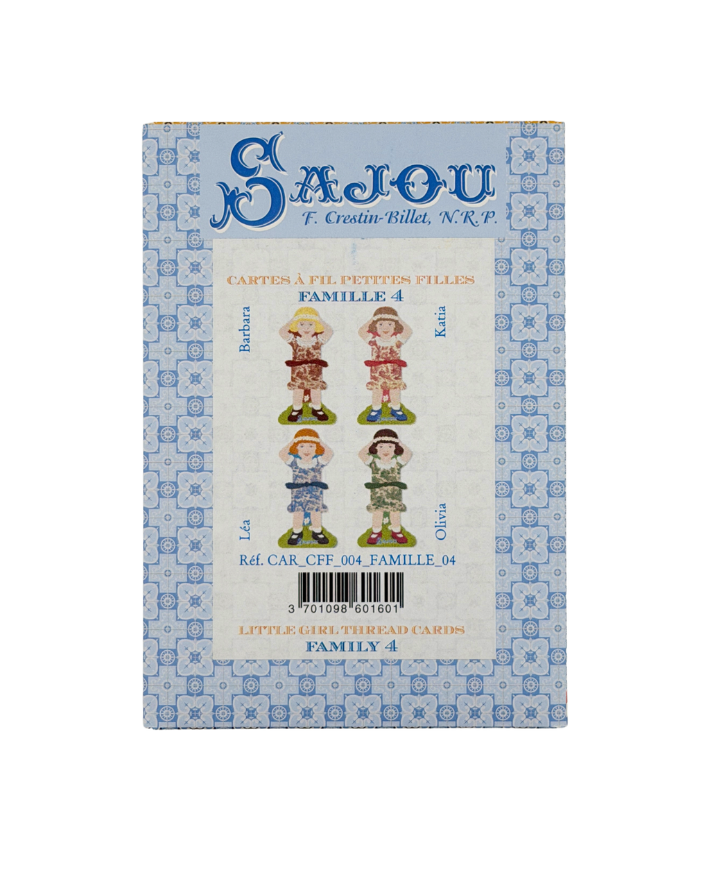 Sajou family-themed thread storage kit packaging on a white background