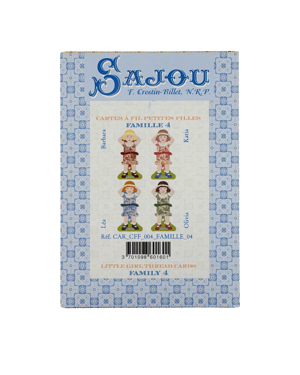 Sajou family-themed thread storage kit packaging on a white background
