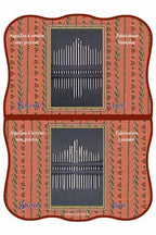 Inside of embroidery needle set with red and green floral pattern 