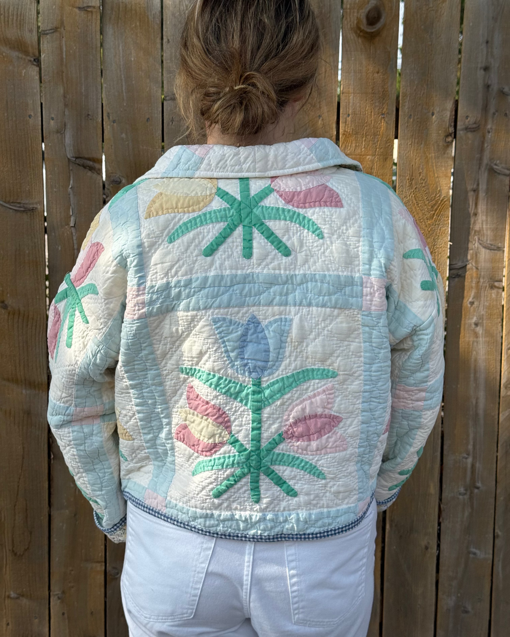 Judy Heirloom Tulip Patchwork Button Front Quilt Jacket