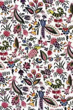 Colorful floral and insect pattern on a white background