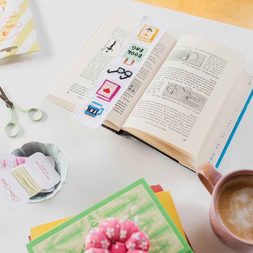 Bookish Counted Cross Stitch Bookmark Kit Beginner Friendly