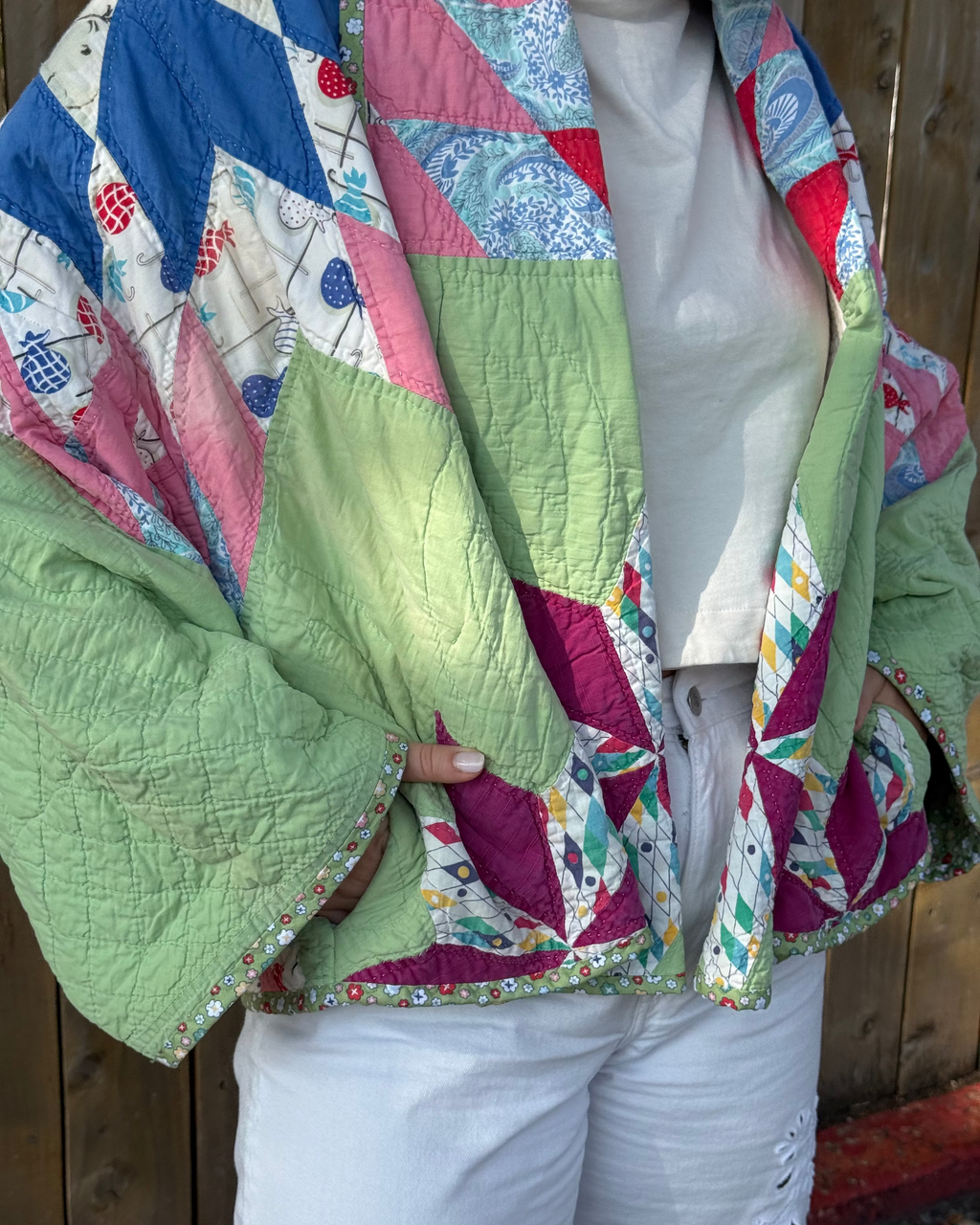 Judy Heirloom Green & Yellow Star Quilt Jacket