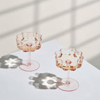 Flower Wave Coupe Cocktail Glasses | Set of 2 | Blush Pink