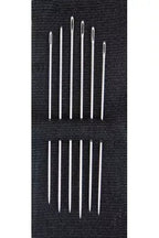 Set of needles in a black holder on a white background