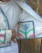 Judy Heirloom Tulip Patchwork Button Front Quilt Jacket