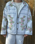 Judy Heirloom Grandma's Garden Gingham Trim Button Front Jacket