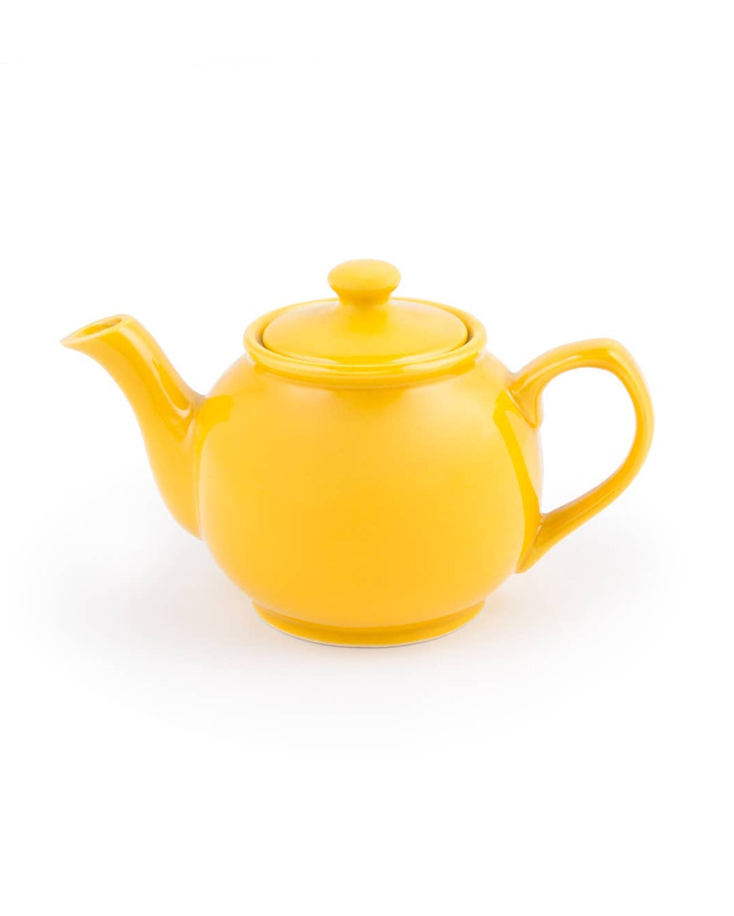 Yellow teapot on a white background
