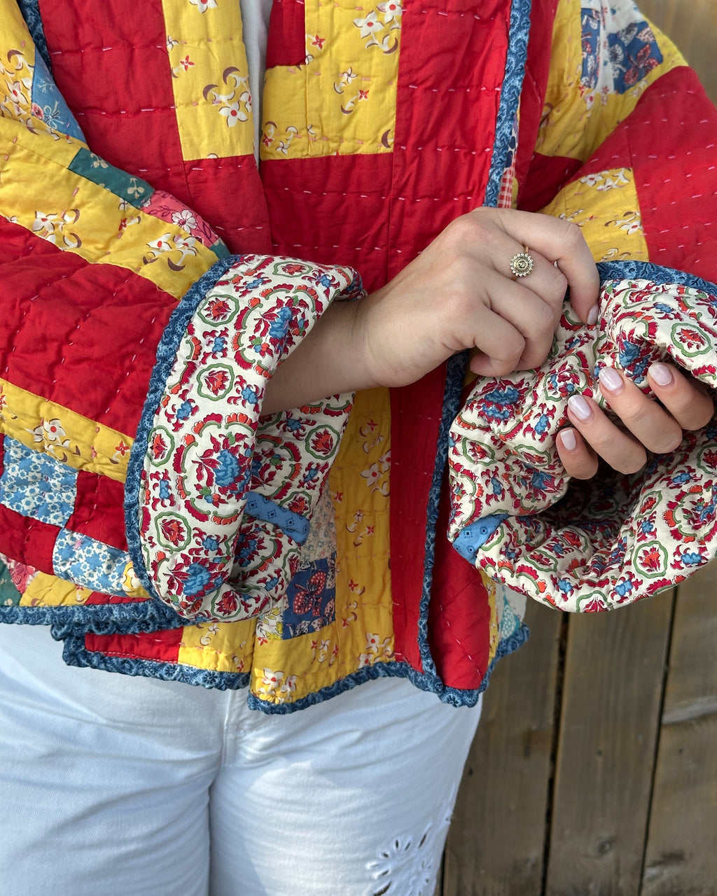 Judy Heirloom Red & Yellow Box Quilt Jacket