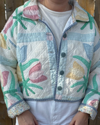 Judy Heirloom Tulip Patchwork Button Front Quilt Jacket