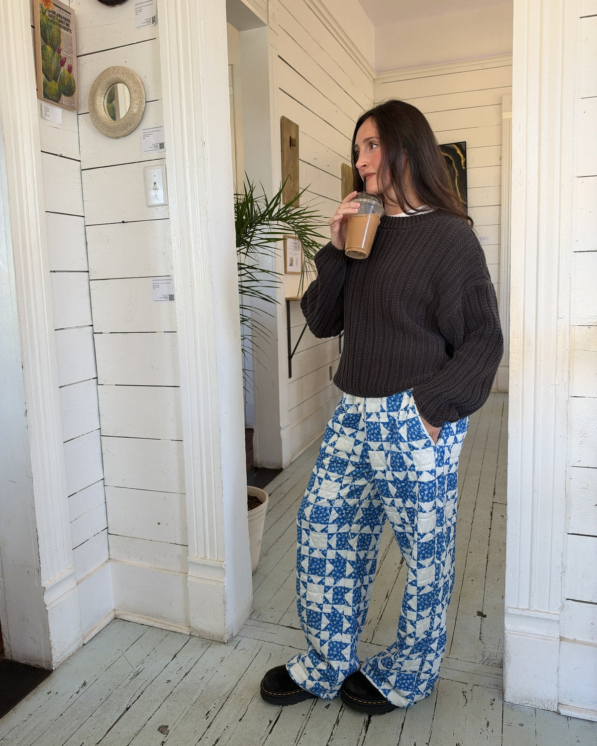 Etta Quilted Wide Leg Pant Cobalt Blue
