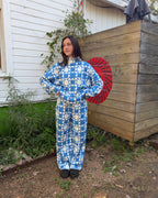 Etta Quilted Mock Neck Pullover Cobalt Blue