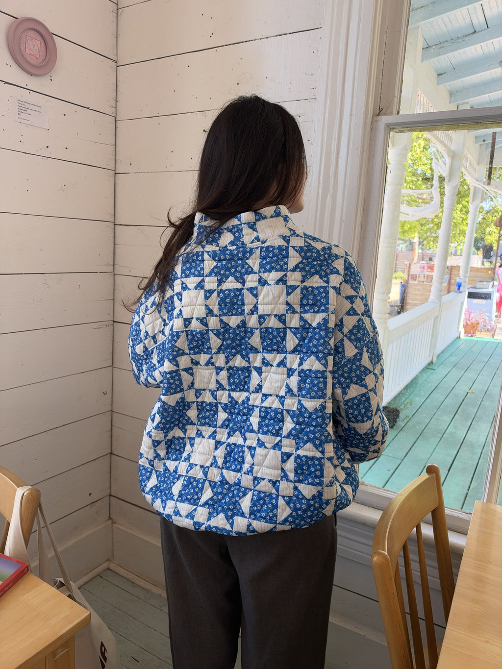 Etta Quilted Mock Neck Pullover Cobalt Blue