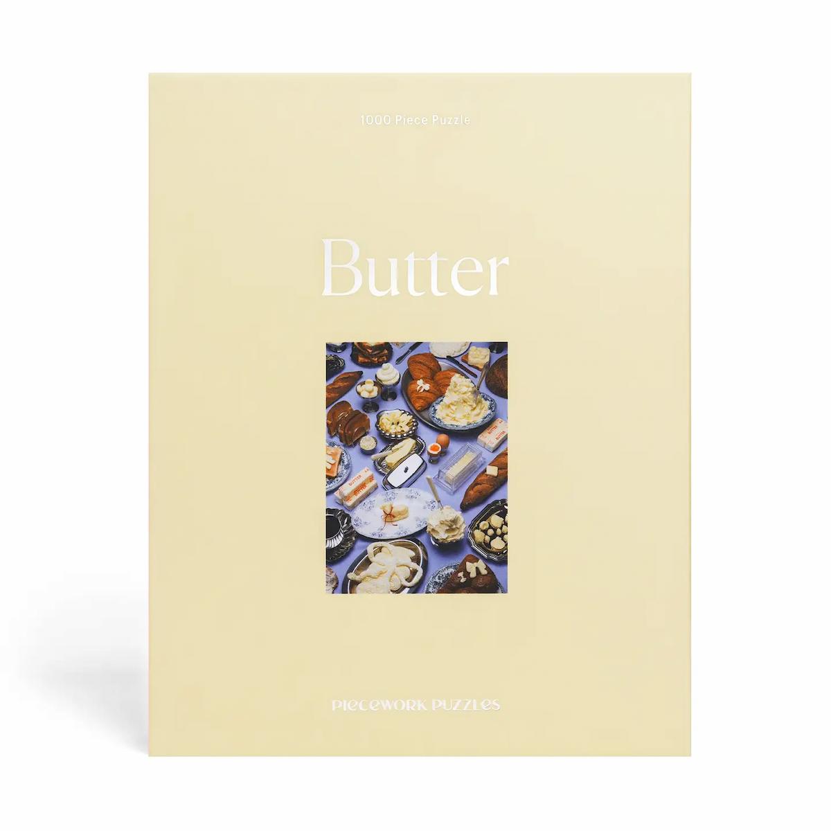 Puzzle titled 'Butter' with a cover featuring images of food on a beige background