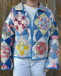 Judy Heirloom Blue Gingham Quilt Button Front Jacket