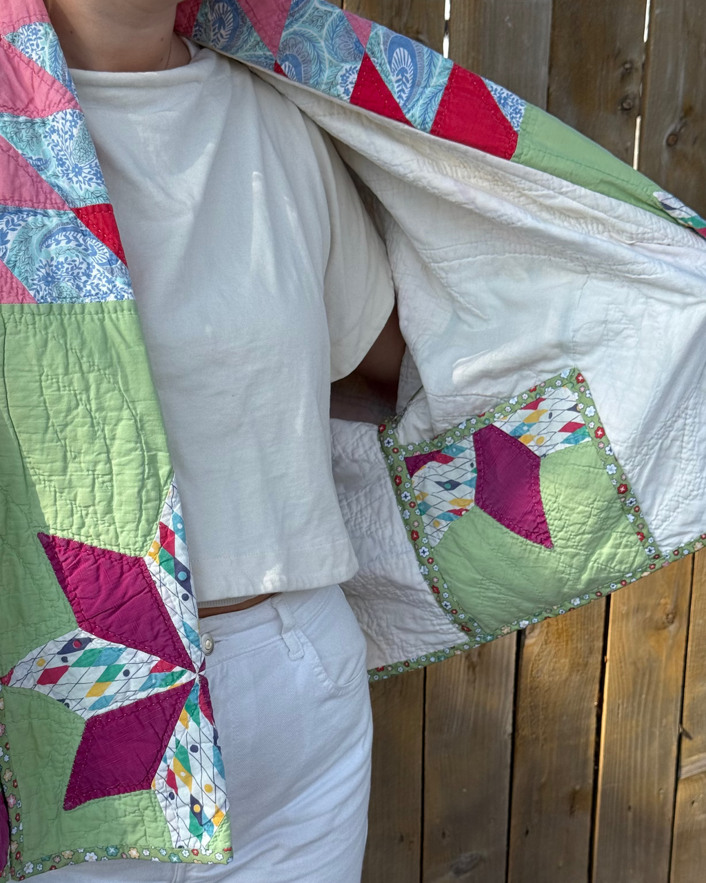 Judy Heirloom Green & Yellow Star Quilt Jacket