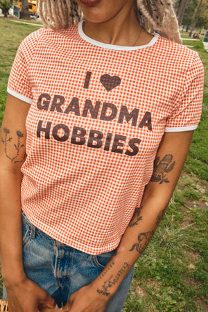 Grandma Hobbies Gingham Tee