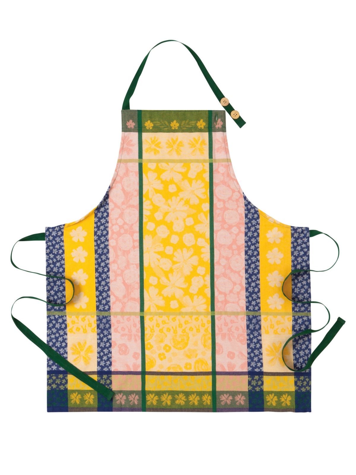 Colorful apron with floral patterns on a white background