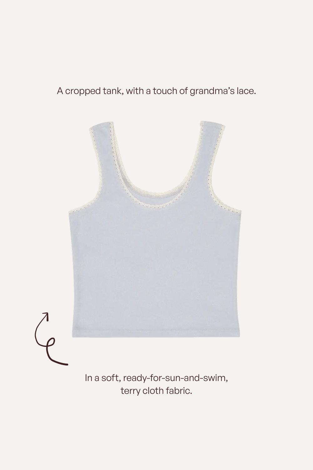 Lace-Trim Terry Tank Light Blue