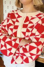 Sunday Quilt Cardigan Red