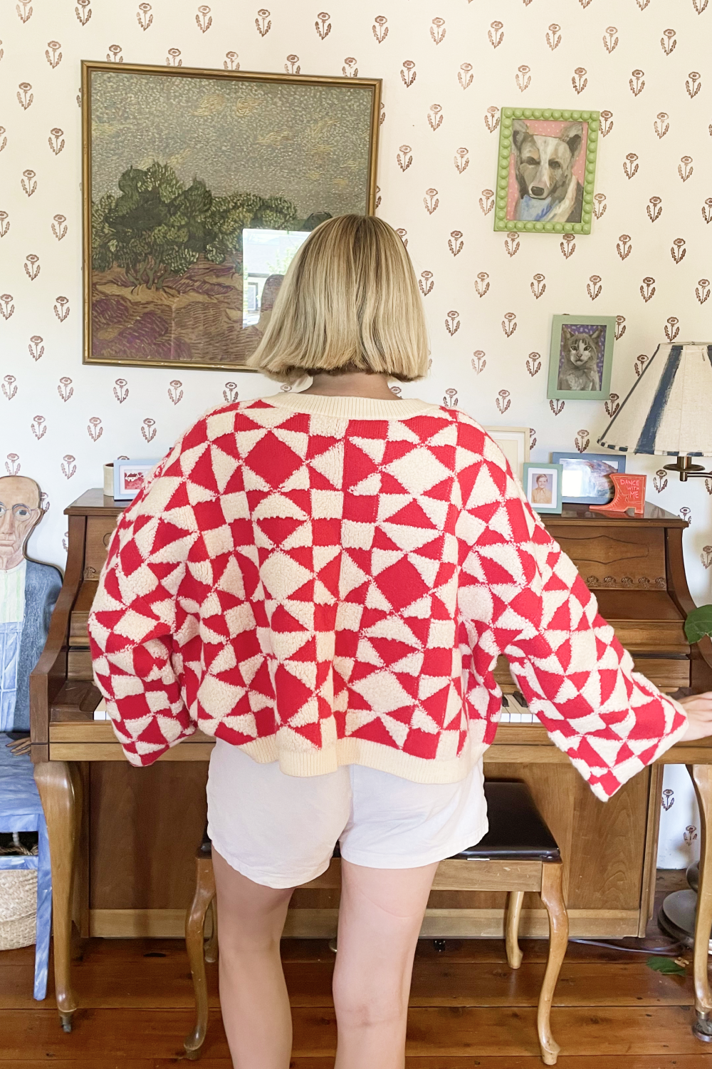 Sunday Quilt Cardigan Red