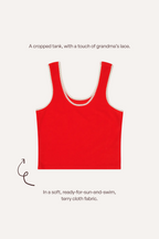 Lace-Trim Terry Tank Red