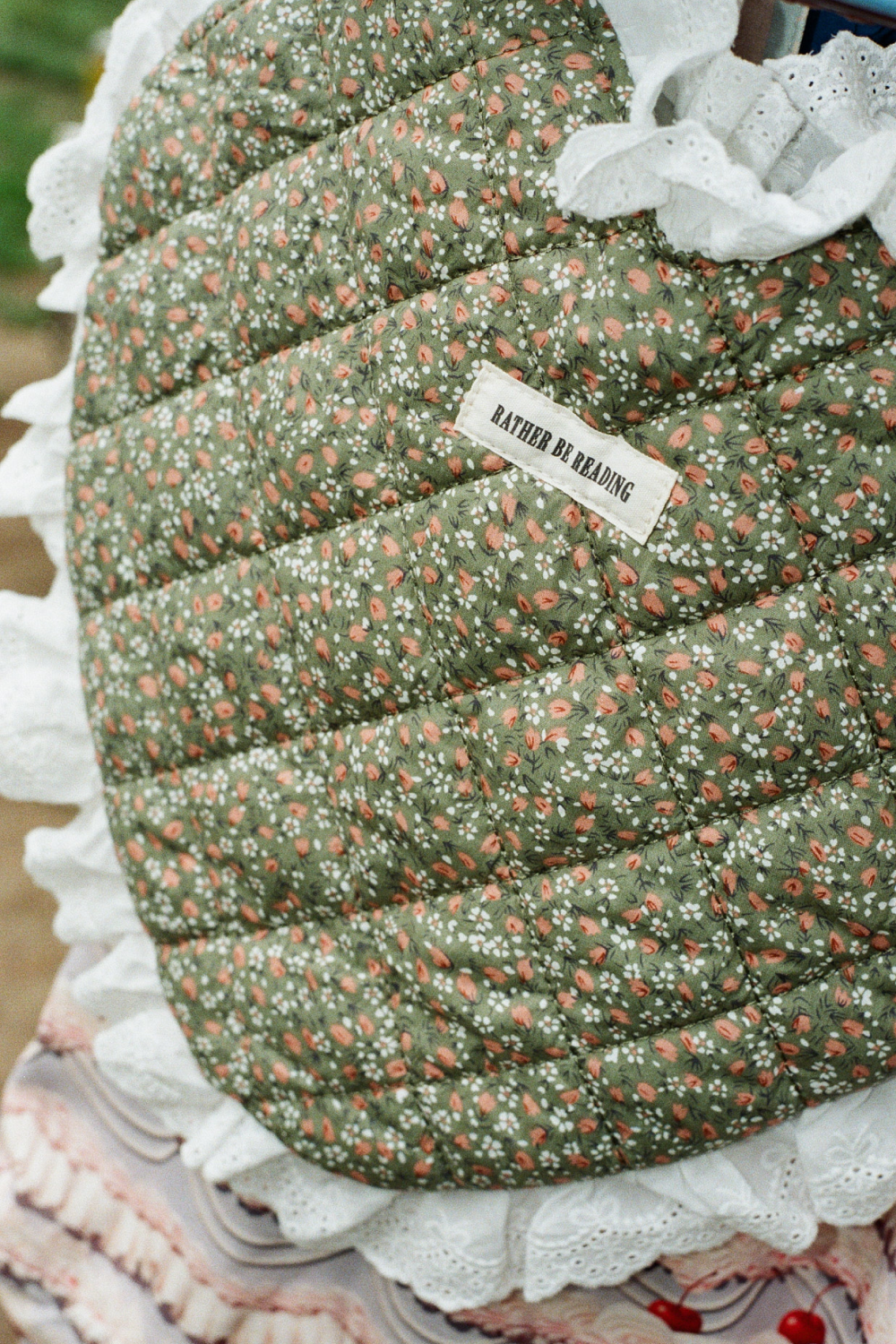 Rather Be Reading Green Quilted Heart Tote Bag