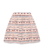 Apron with a pink and purple frosting pattern on a white background