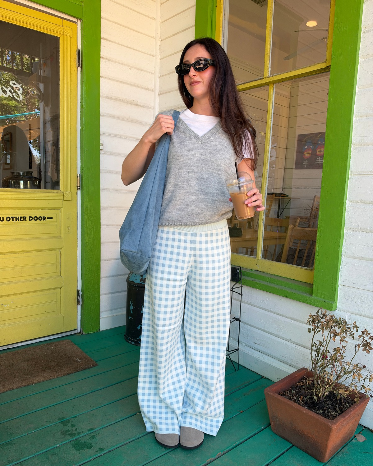 Gingham Sweater Pant