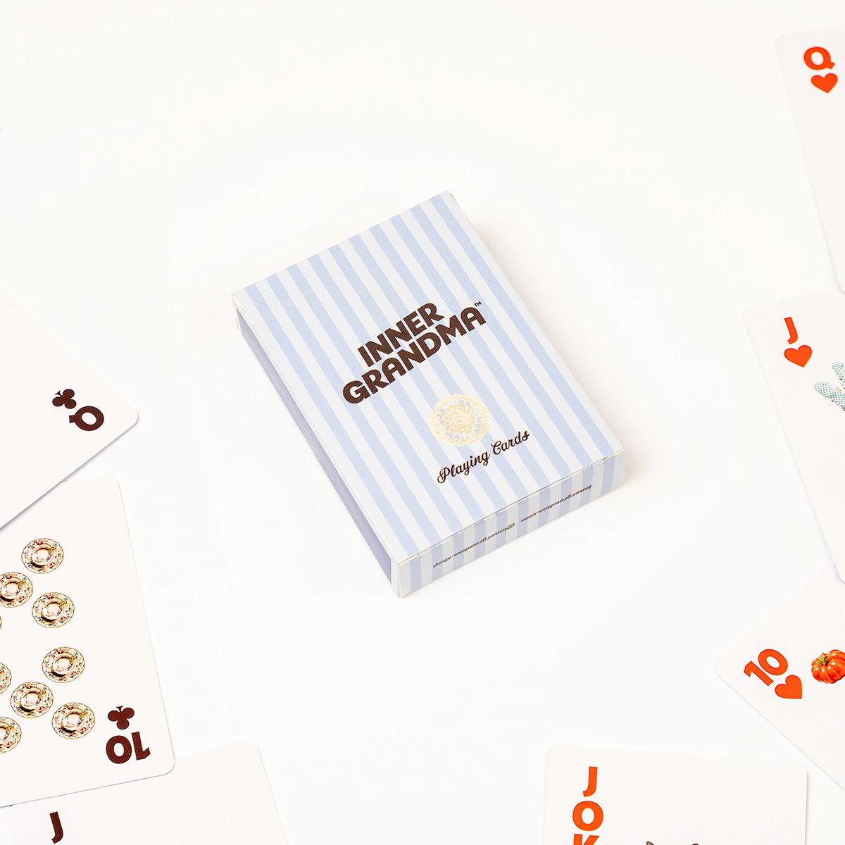 Playing card box with 'Inner Grandma' text on a white background