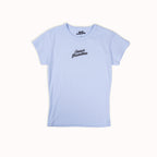 Light blue cropped baby t-shirt with 'Inner Grandma' text on a white background