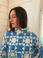 Etta Quilted Mock Neck Pullover Cobalt Blue