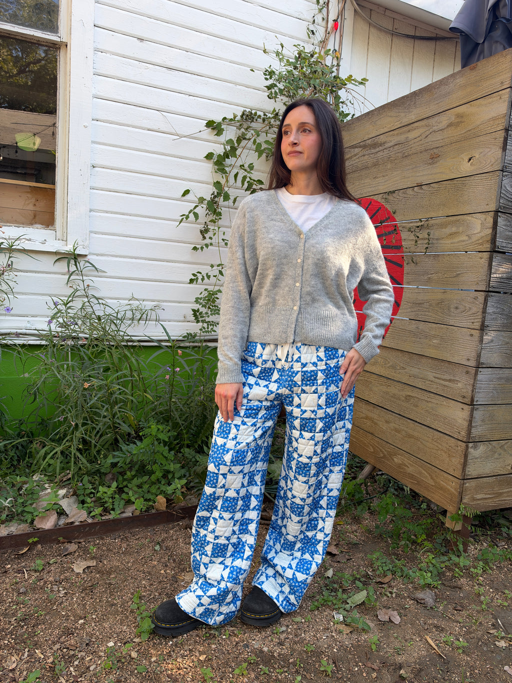 Etta Quilted Wide Leg Pant Cobalt Blue