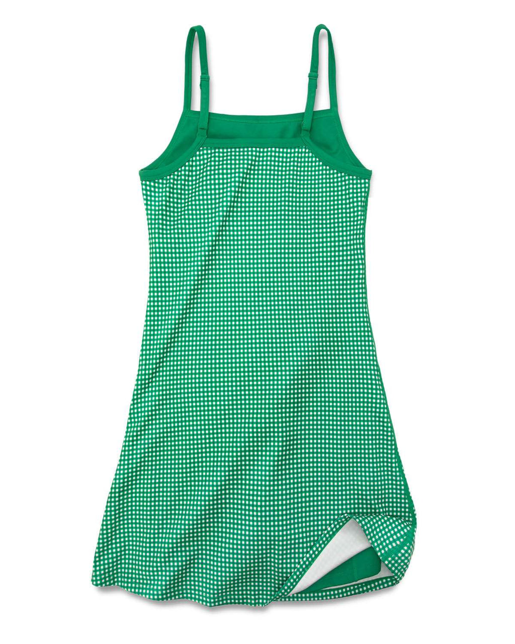 Green checkered dress on a white background