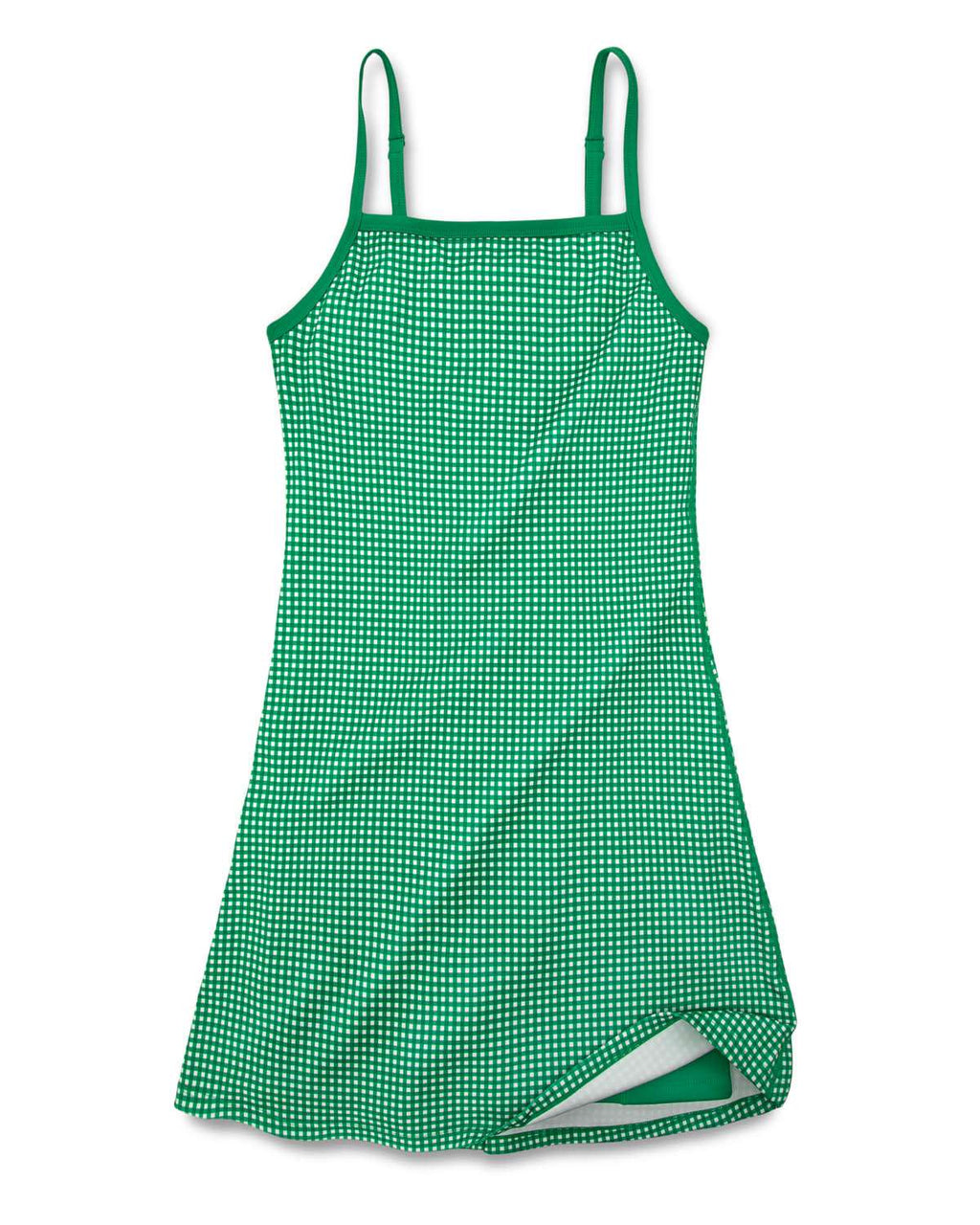 Green checkered dress on a white background